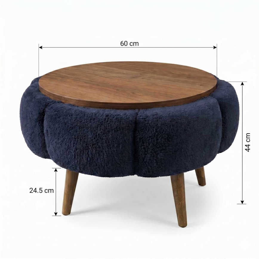 Stolik kawowy FELPO Ø 60 cm niebieski/orzech