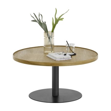 Stolik kawowy FOCUS śr. 80 cm dąb/czarny