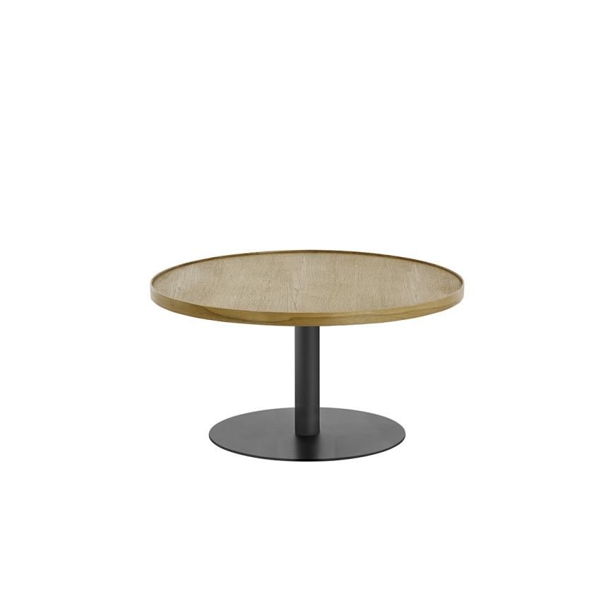 Stolik kawowy FOCUS śr. 80 cm dąb/czarny