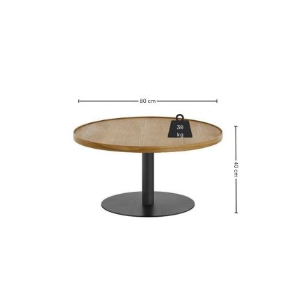 Stolik kawowy FOCUS śr. 80 cm dąb/czarny