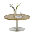 Stolik kawowy FOCUS śr. 80 cm dąb/stal nierdzewna