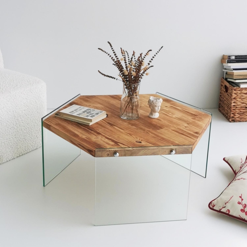 Stolik kawowy HEXAGON 35x80 cm sosna