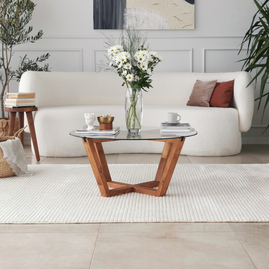 Stolik kawowy LOTUS 35x75 cm brązowy/przezroczysty