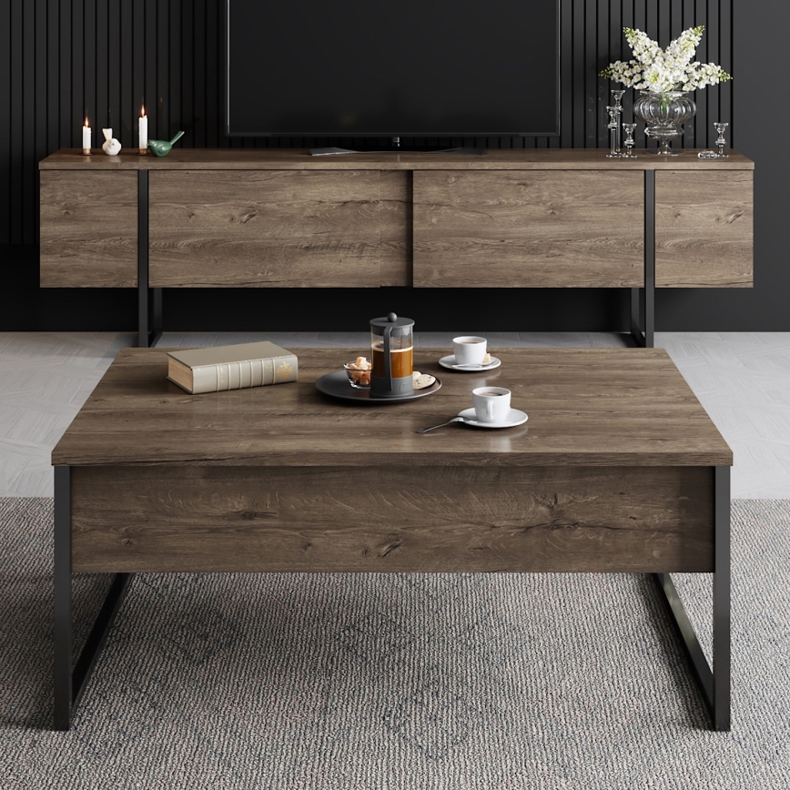 Stolik kawowy LUXE 40x90 cm orzech/czarny