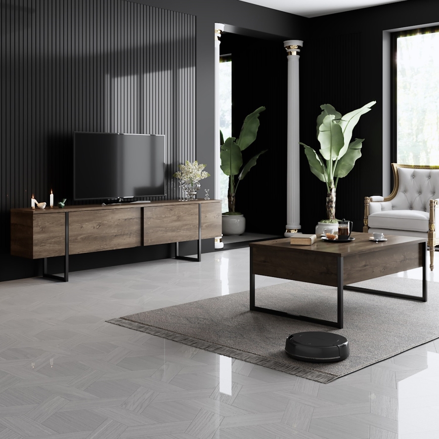 Stolik kawowy LUXE 40x90 cm orzech/czarny