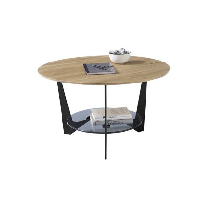 Stolik kawowy MARMO śr. 70 cm dąb/czarny