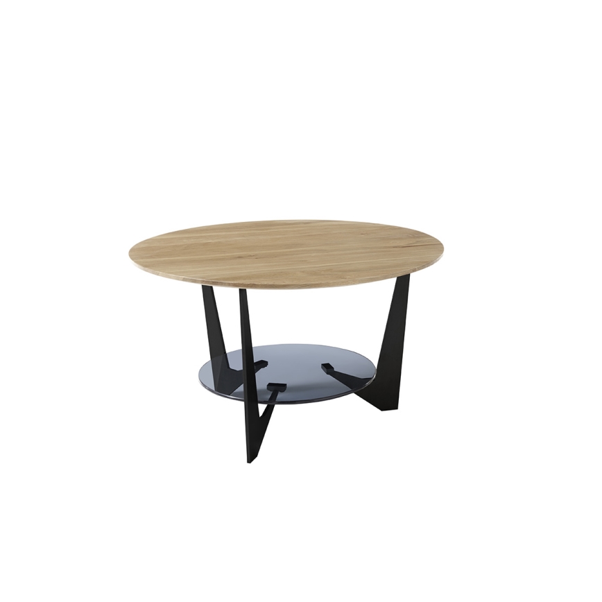 Stolik kawowy MARMO śr. 70 cm dąb/czarny