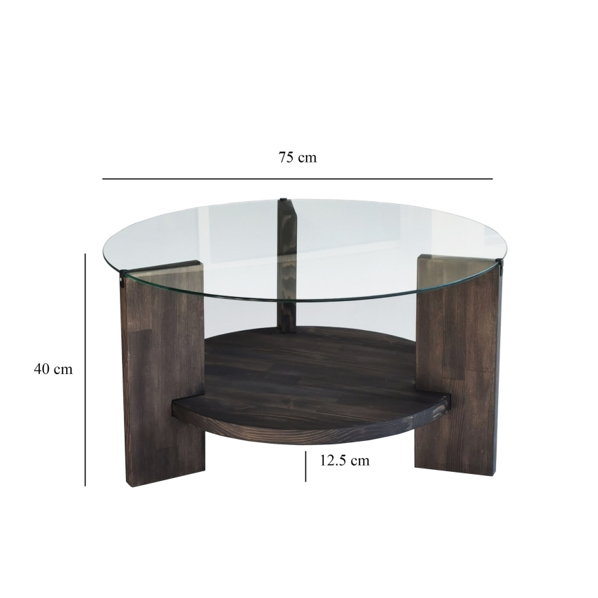 Stolik kawowy MONDO 40x75 cm sosna/przezroczysty
