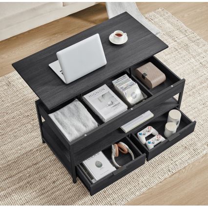 Stolik kawowy NYRO z podnoszonym blatem, czarny