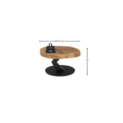 Stolik kawowy ODIN śr. 75 cm dąb/czarny
