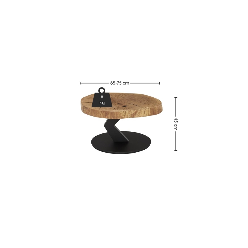 Stolik kawowy ODIN śr. 75 cm dąb/czarny