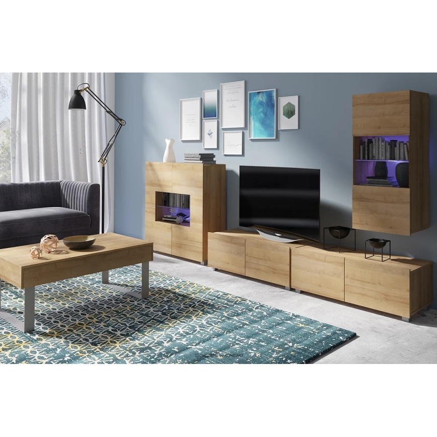 Stolik kawowy konferencyjny PAVO 45x110 cm dąb złoty