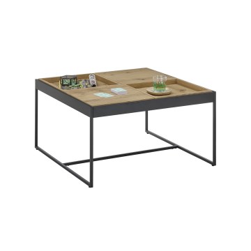 Stolik kawowy PULSE 83x83 cm dąb/czarny