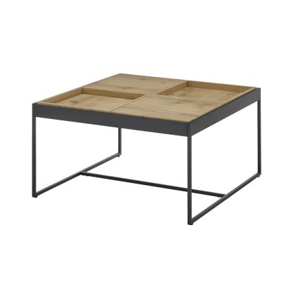 Stolik kawowy PULSE 83x83 cm dąb/czarny