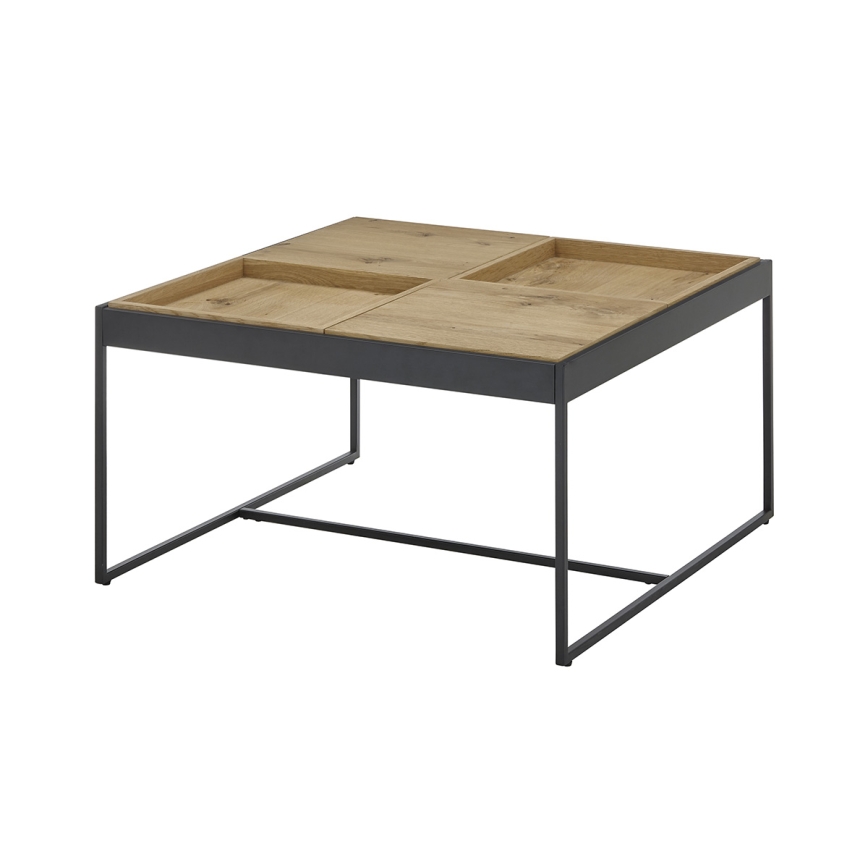 Stolik kawowy PULSE 83x83 cm dąb/czarny