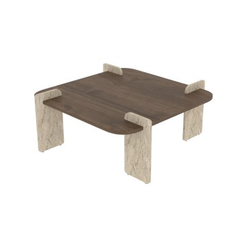 Stolik kawowy PURO 90x90 cm orzech/beżowy