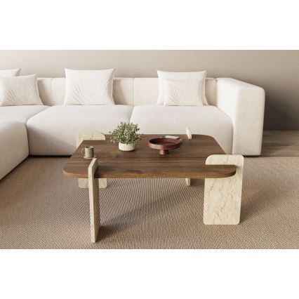 Stolik kawowy PURO 90x90 cm orzech/beżowy