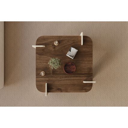 Stolik kawowy PURO 90x90 cm orzech/beżowy