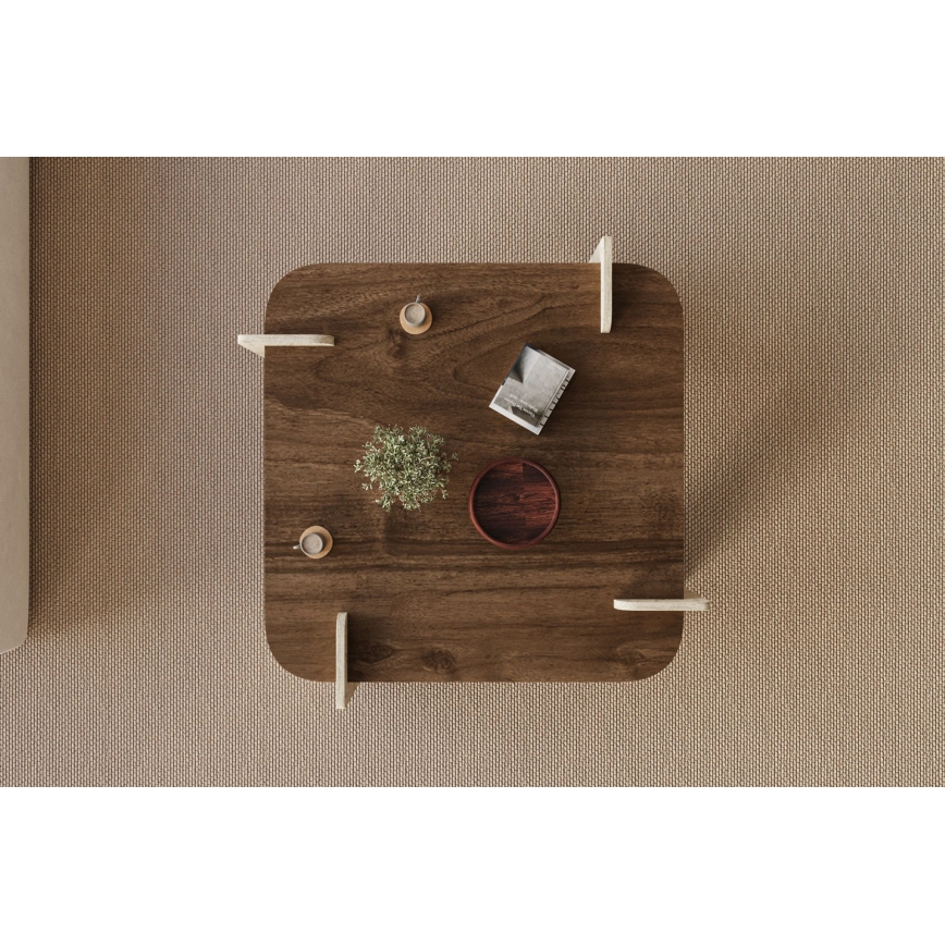 Stolik kawowy PURO 90x90 cm orzech/beżowy