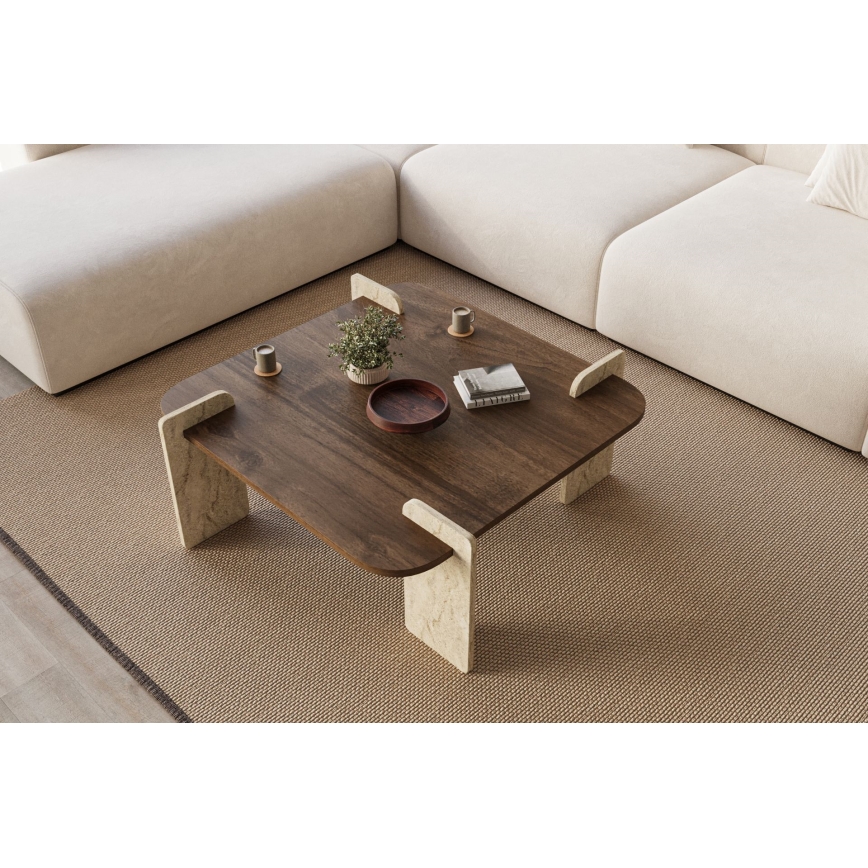 Stolik kawowy PURO 90x90 cm orzech/beżowy