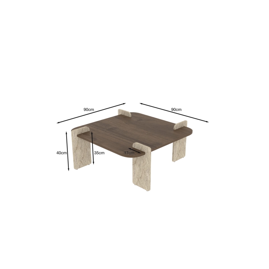 Stolik kawowy PURO 90x90 cm orzech/beżowy