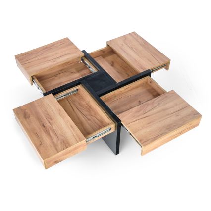 Stolik kawowy RADIX 100x100 cm czarny/brązowy