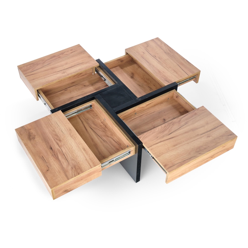 Stolik kawowy RADIX 100x100 cm czarny/brązowy
