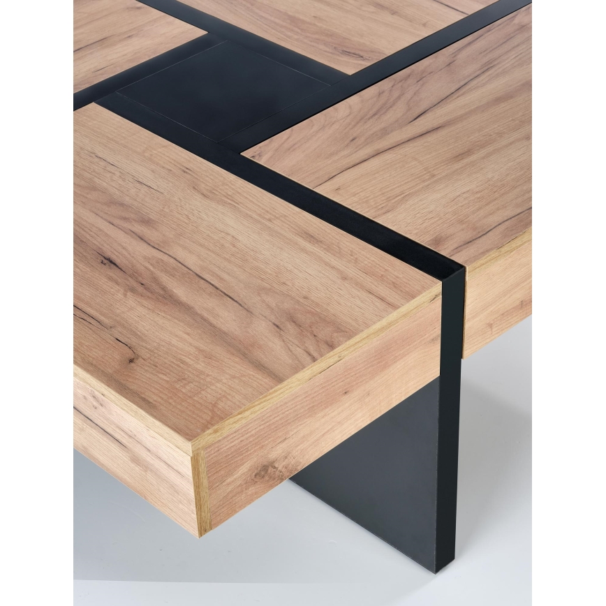 Stolik kawowy RADIX 100x100 cm czarny/brązowy