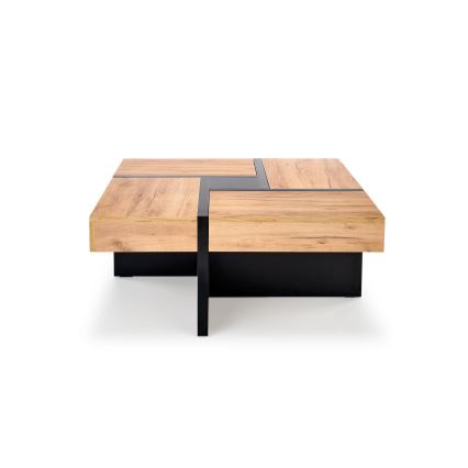 Stolik kawowy RADIX 100x100 cm czarny/brązowy