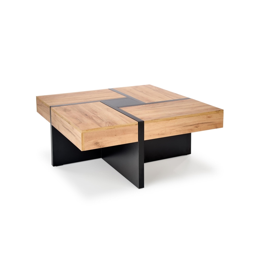 Stolik kawowy RADIX 100x100 cm czarny/brązowy