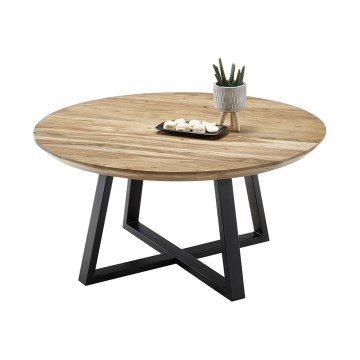 Stolik kawowy RIVA Ø 90 cm, akacja/czarny