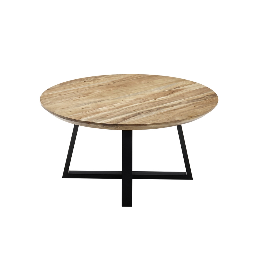 Stolik kawowy RIVA Ø 90 cm, akacja/czarny