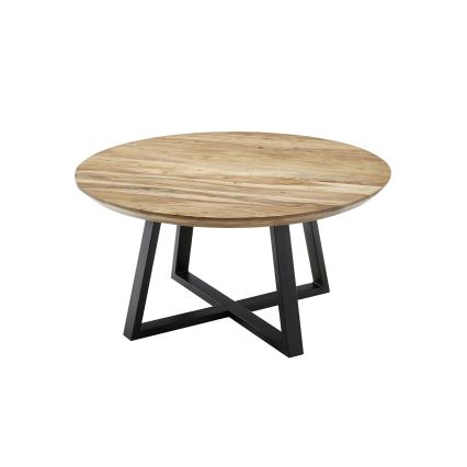 Stolik kawowy RIVA Ø 90 cm, akacja/czarny