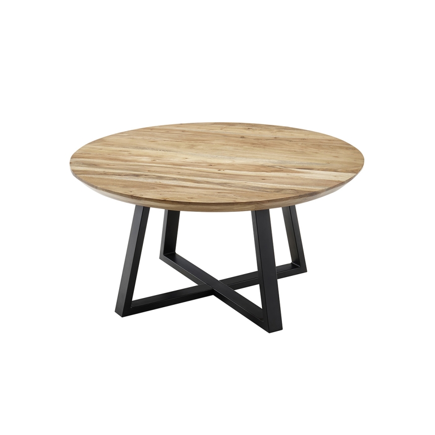 Stolik kawowy RIVA Ø 90 cm, akacja/czarny