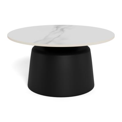Stolik kawowy SANTORINI śr. 70 cm biały/czarny/ceramika