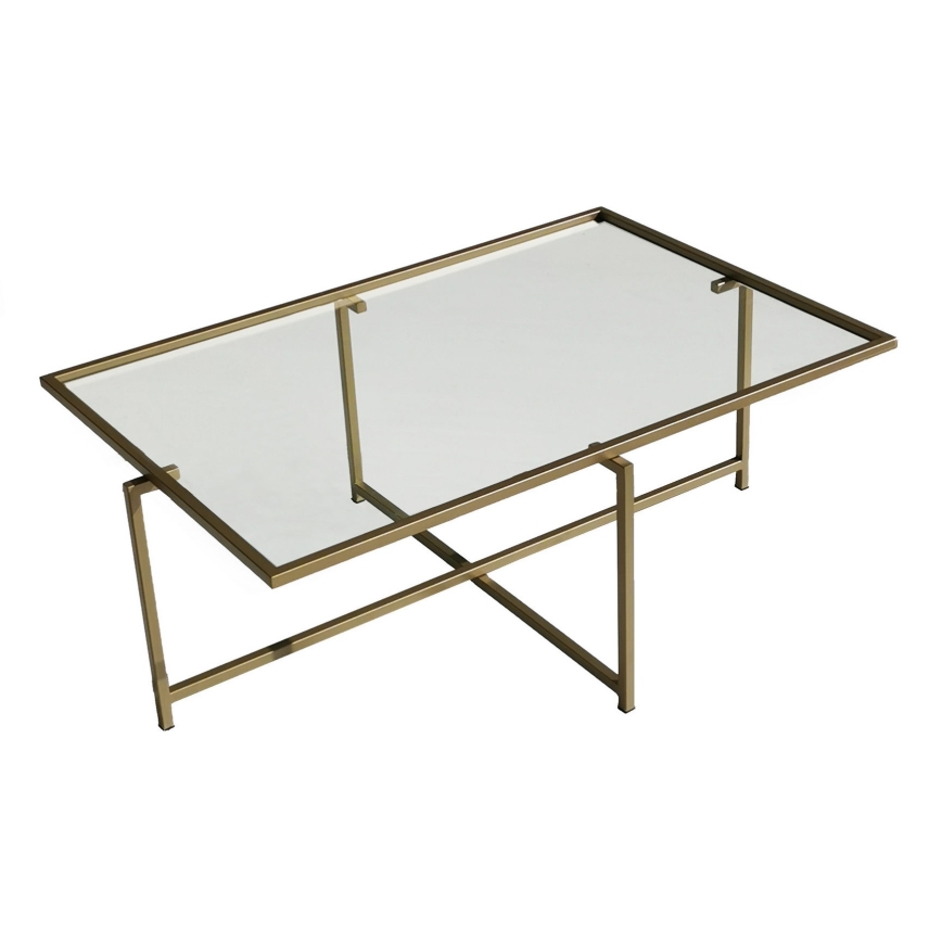 Stolik kawowy SŁOŃCE 35x94 cm złoty/przezroczysty