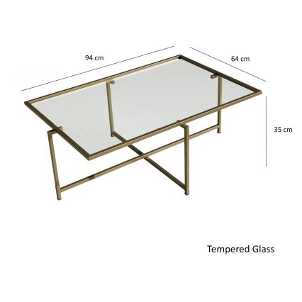 Stolik kawowy SŁOŃCE 35x94 cm złoty/przezroczysty