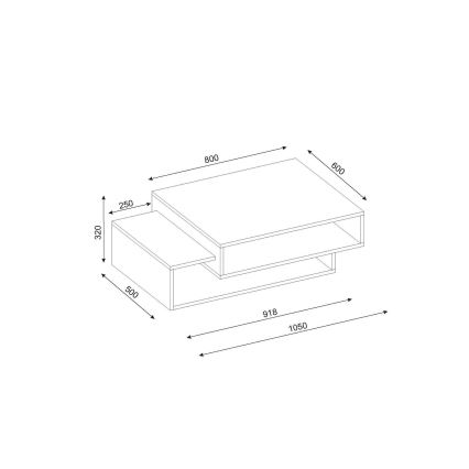 Stolik kawowy TAB 32x105 cm beż/biały