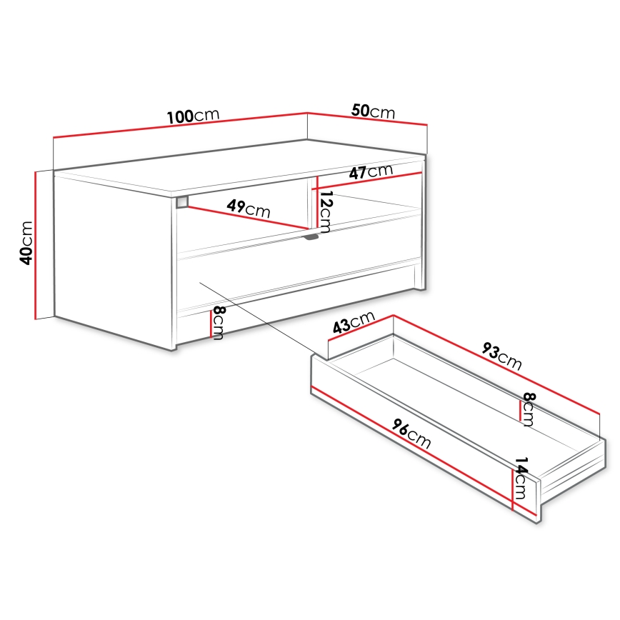 Stolik kawowy TIRENO 40x100 cm beżowy