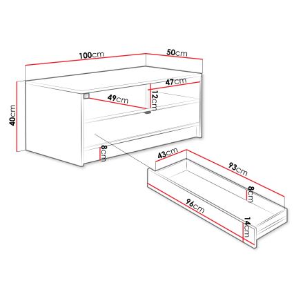 Stolik kawowy TIRENO 40x100 cm biały