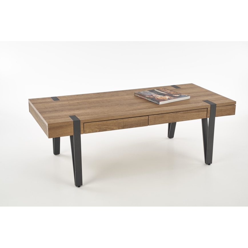 Stolik kawowy TULUZA 41x120 cm złoty orzech/czarny