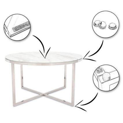 Stolik kawowy VERTIGO 45x80 cm chrom błyszczący/biały