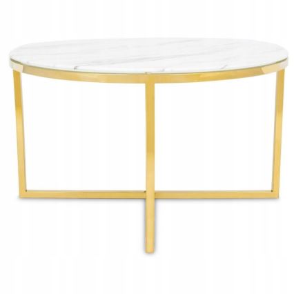 Stolik kawowy VERTIGO 45x80 cm złoty/biały dekor marmuru