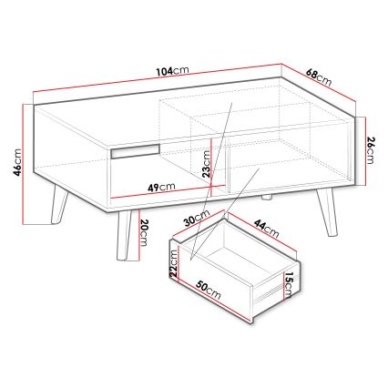 Stolik kawowy WILLOW 46x104 cm czarny/brązowy