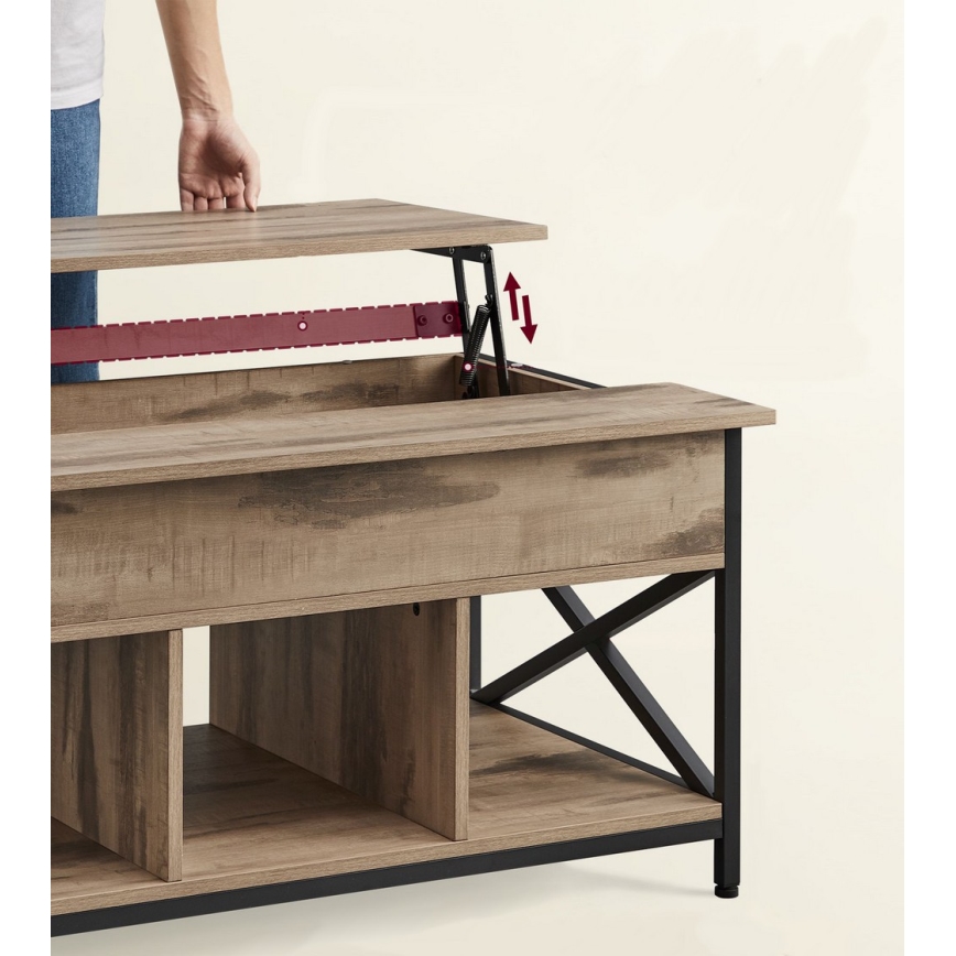 Stolik kawowy z podnoszonym blatem NYRO brązowy/czarny