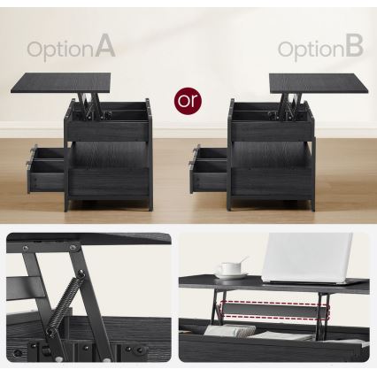 Stolik kawowy z podnoszonym blatem NYRO czarny