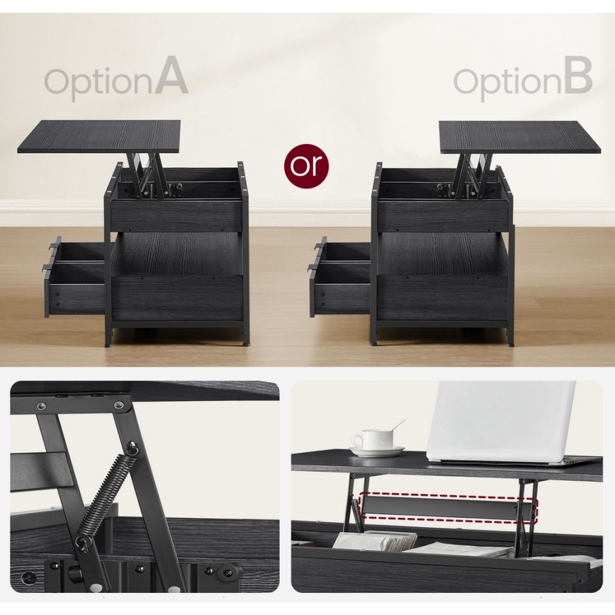 Stolik kawowy z podnoszonym blatem NYRO czarny