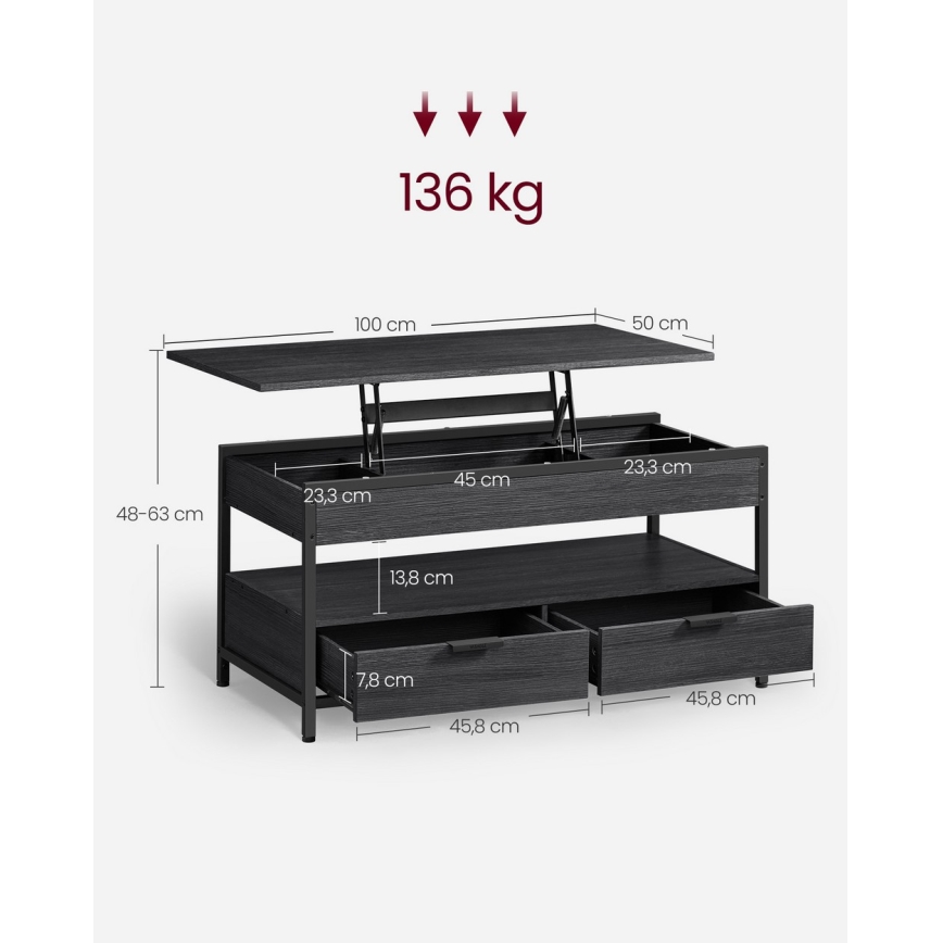 Stolik kawowy z podnoszonym blatem NYRO czarny