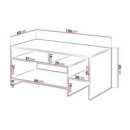 Stolik konferencyjny ALVA 53x120 cm biały/dąb grande
