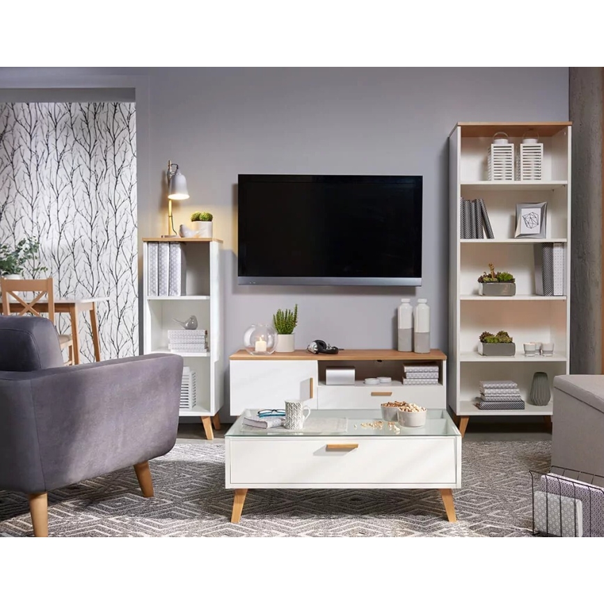 Stolik konferencyjny FRISK 35x90 cm dąb naturalny/biały